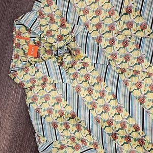 BOSS Hugo Boss XL Short Sleeve‎ Button Down Shirt Orange Label Patchwork Pattern